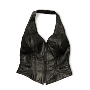 Wilson’s Leather Fitted Full Zip Biker Halter Top